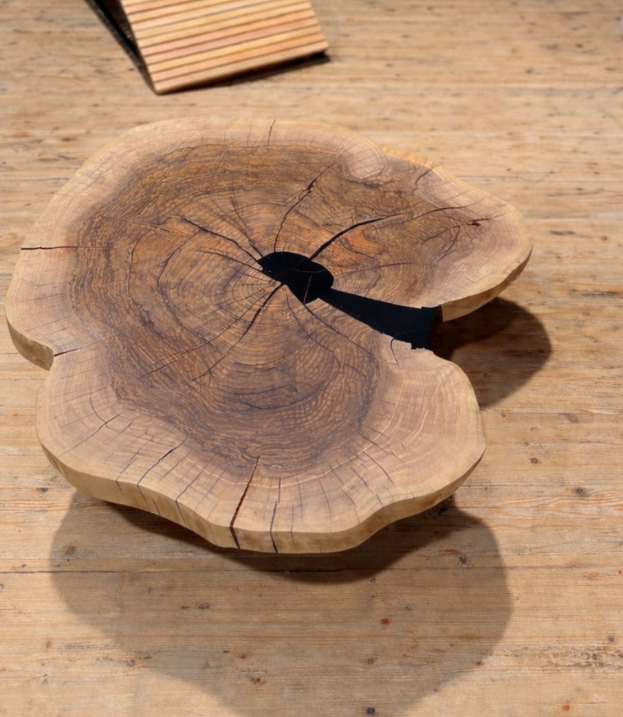 Baumscheiben-Couchtisch aus Massivholz